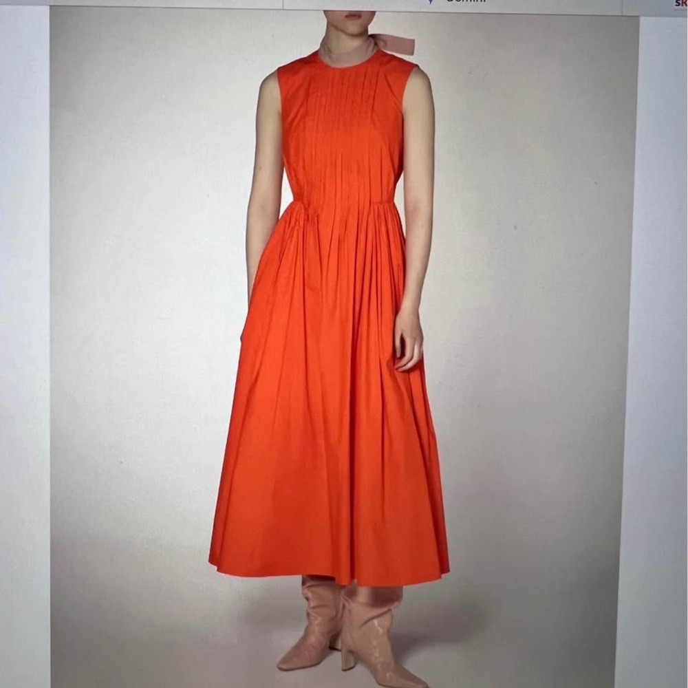 Roksanda Ilincic Vibrant Orange Sleeveless Midi Dress